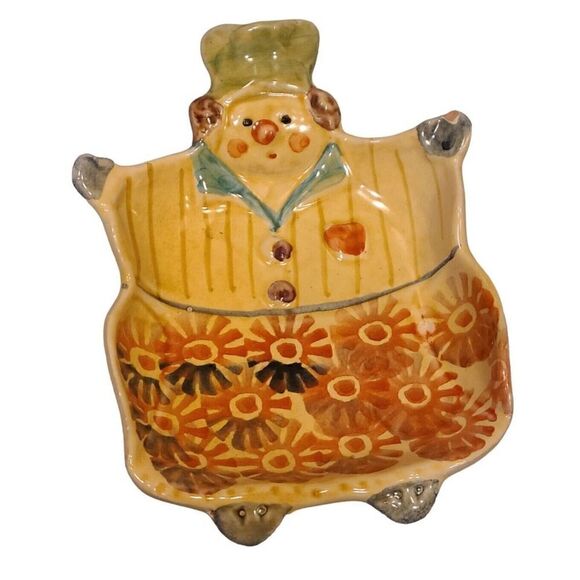 VTG Italian Clown Nursery Wall Hanging Art Pottery Trinket Soap Dish Handpainted - Picture 2 of 7